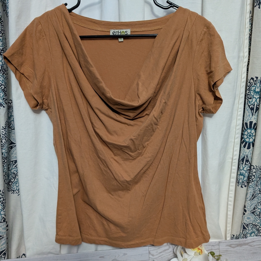 Ethos Women's Camel Drape Neck Blouse